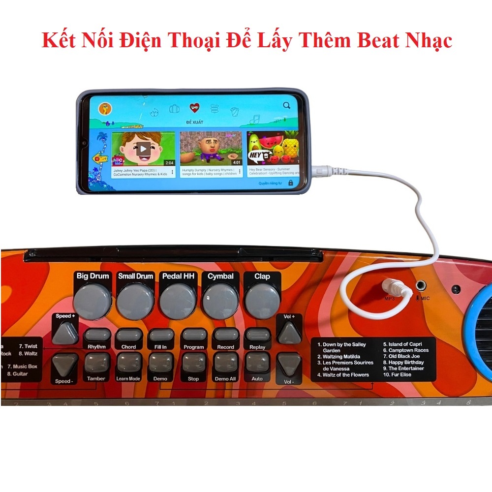 Đàn piano điện đàn organ cho bé kèm mic hát thiết kế tinh tế cao cấp giúp phát triển khả năng âm nhạc