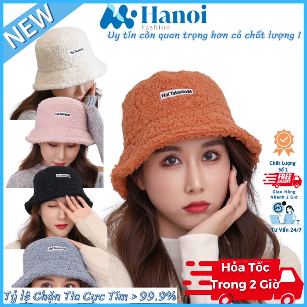 Mũ Bucket Lông Cừu Hanoi Fashion Nón Tai Bèo Retro Phong Cách Hàn Quốc giữ Ấm Thu Đông Form Unisex Nam Nữ