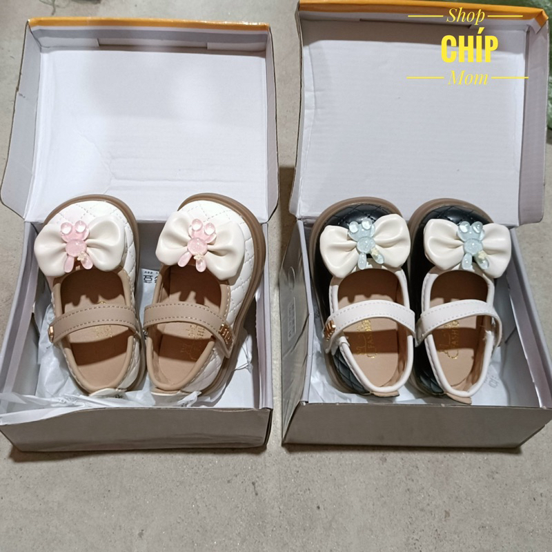 Giày búp bê cho bé giày bệt tập đi bé gái bít mũi nơ xinh xắn nhẹ êm chân có hộp QC từ 6m 019