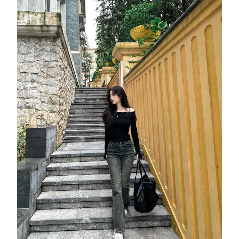 Quần bò loe hàng QC dài 100-103cm