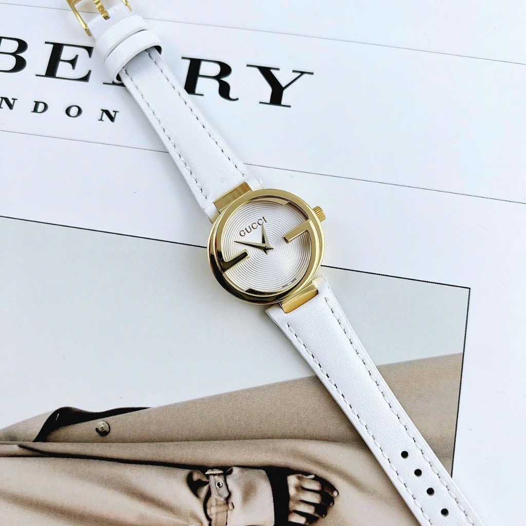 Đồng Hồ Nữ Gucci JAPAN WATCH Dây Da Cao Cấp Mặt Kính Đá Khoáng Chống Trầy Xước Màu Đen