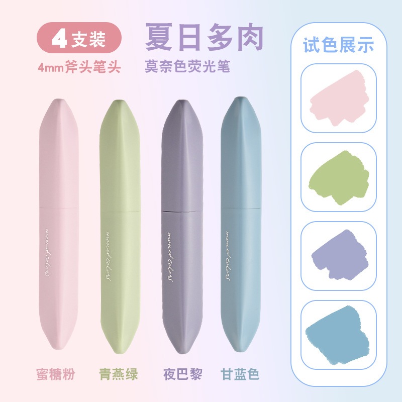 Set bộ 4 Bút Dạ Quang Highlight Đánh Dấu Bút Nhớ màu pastel Monet Colors