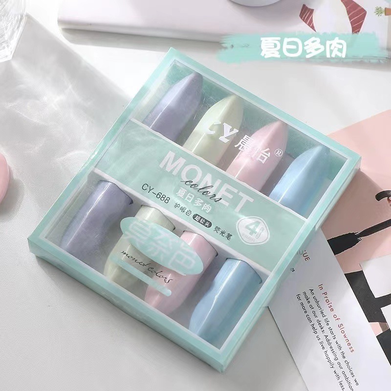 Set bộ 4 Bút Dạ Quang Highlight Đánh Dấu Bút Nhớ màu pastel Monet Colors