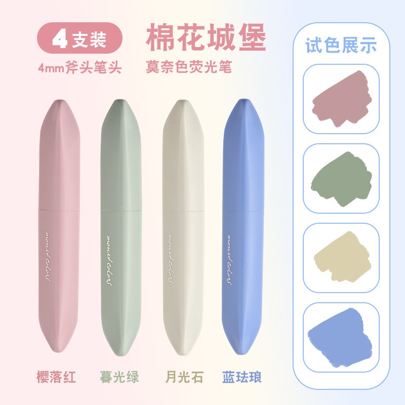 Set bộ 4 Bút Dạ Quang Highlight Đánh Dấu Bút Nhớ màu pastel Monet Colors