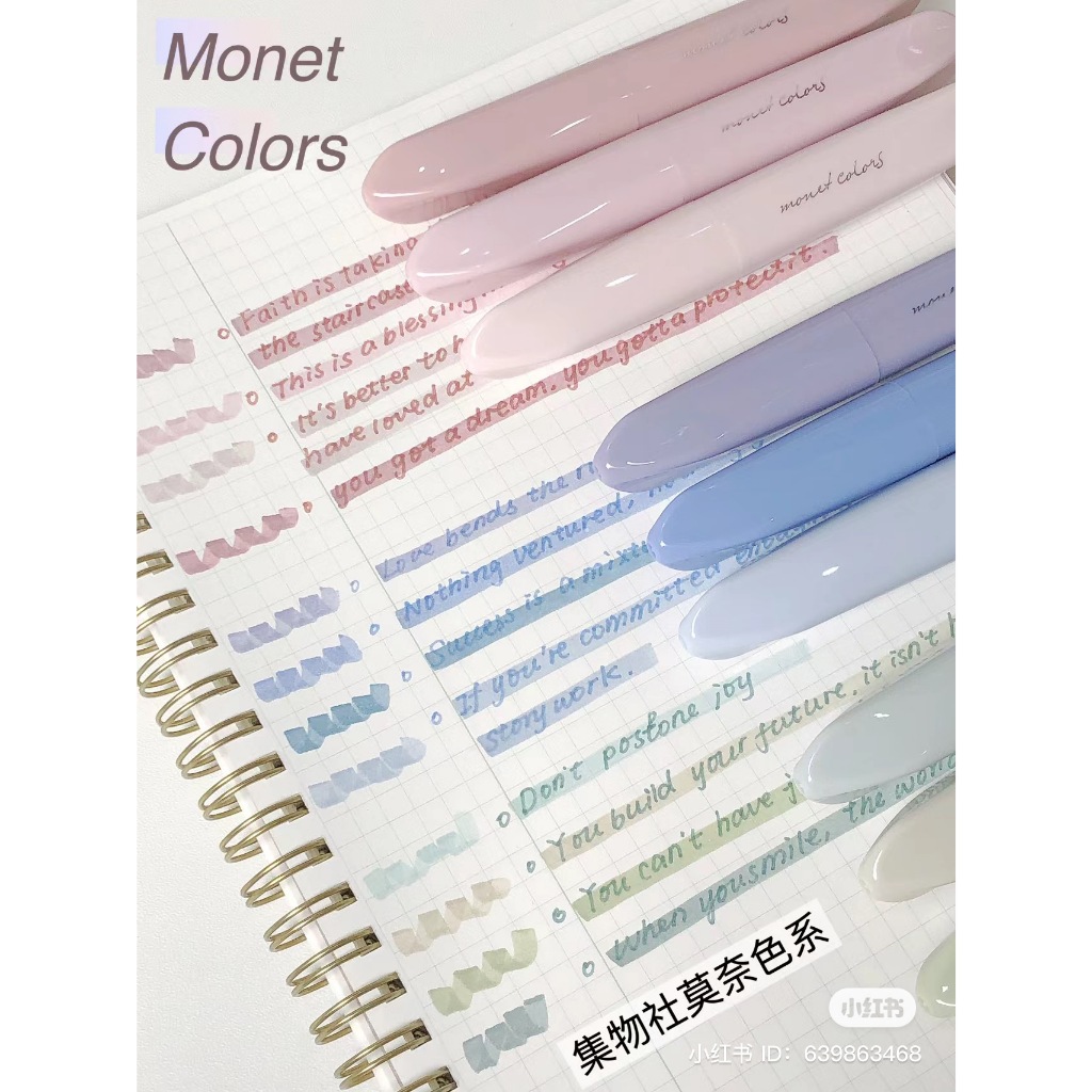 Set bộ 4 Bút Dạ Quang Highlight Đánh Dấu Bút Nhớ màu pastel Monet Colors