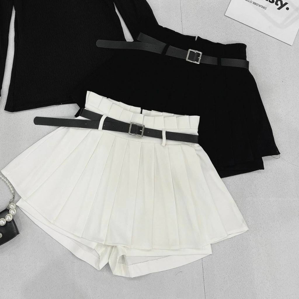 Set Áo Len Trễ Vai Kèm Chân Váy Xếp Ly