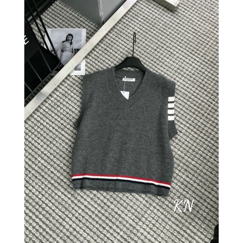 Áo gile len pha sọc hàng QCL1