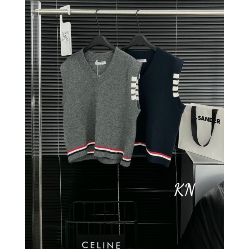 Áo gile len pha sọc hàng QCL1