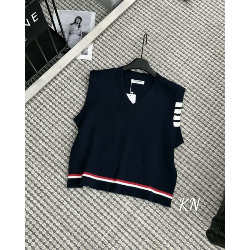 Áo gile len pha sọc hàng QCL1