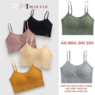 ÁO BRA nữ ÁO BRA len gân tâm đẹp 2 dây khoét lưng chữ U hàng loại 1 bao xịn đẹp Zim ZIm  [Hồng Xù]