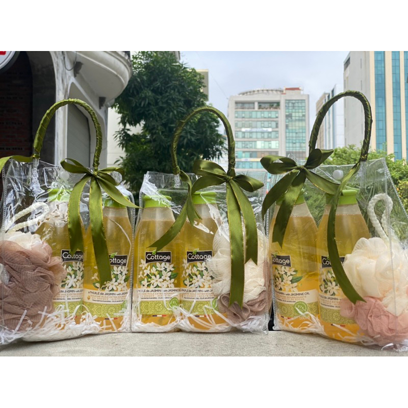 Sét Sữa tắm Cottagen + bông tắm