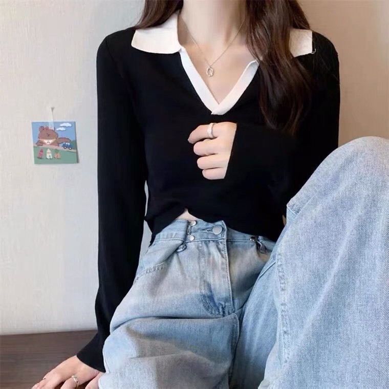 Áo Thun Tăm Dài Tay Co Giãn Thu Đông Cho Nữ
