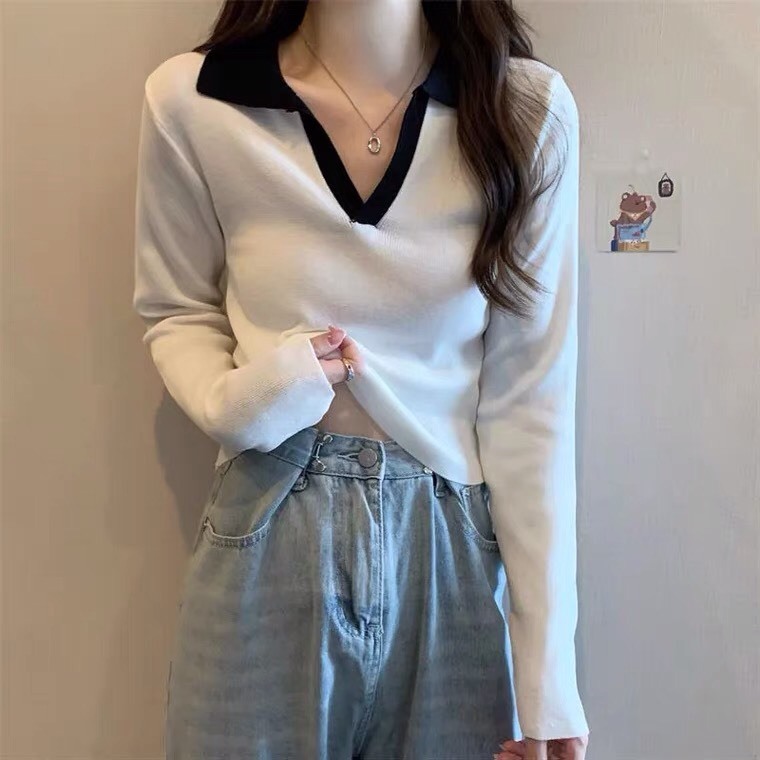 Áo Thun Tăm Dài Tay Co Giãn Thu Đông Cho Nữ