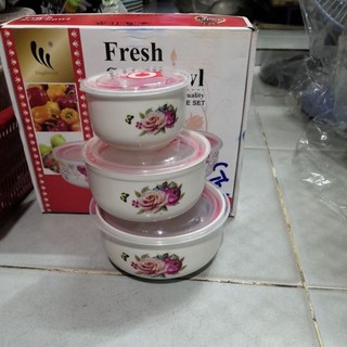 Bộ 3 thố sứ nắp hút chân không
