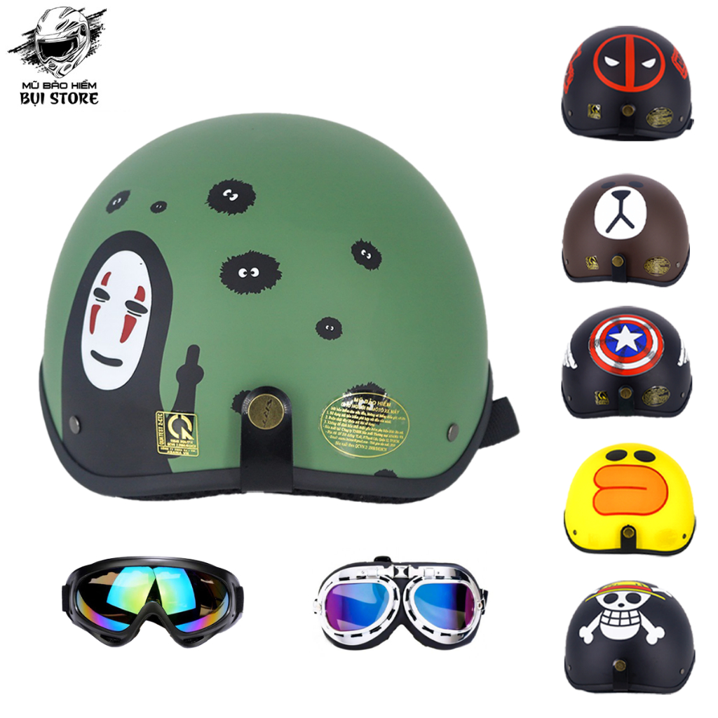 Mũ Bảo Hiểm Nửa Đầu 1/2 Nhiều Tem Siêu HOT - Bao Test Dưới Mọi Hình Thức - Bảo Hành Chính Hãng 24 Tháng