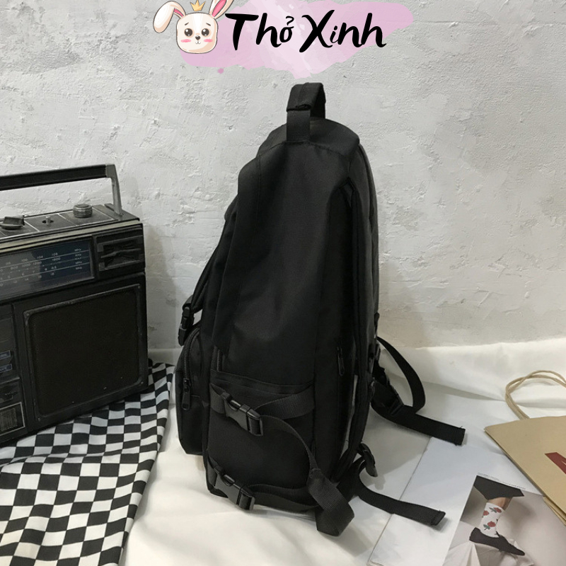 Balo nam nữ unisex đi học đi chơi  thể thao thời trang xinh xắn cute màu trơn đen cá tính độc đáo nhiều ngăn TX20