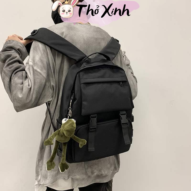 Balo nam nữ unisex đi học đi chơi  thể thao thời trang xinh xắn cute màu trơn đen cá tính độc đáo nhiều ngăn TX20