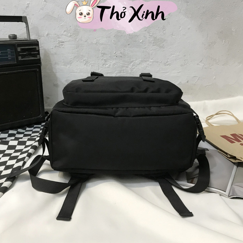 Balo nam nữ unisex đi học đi chơi  thể thao thời trang xinh xắn cute màu trơn đen cá tính độc đáo nhiều ngăn TX20