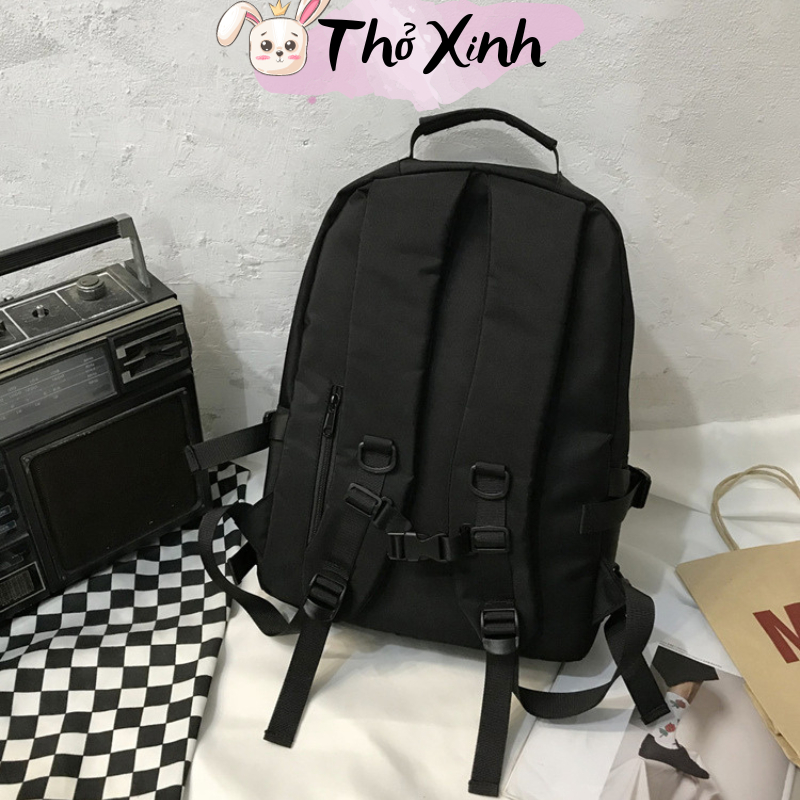 Balo nam nữ unisex đi học đi chơi  thể thao thời trang xinh xắn cute màu trơn đen cá tính độc đáo nhiều ngăn TX20