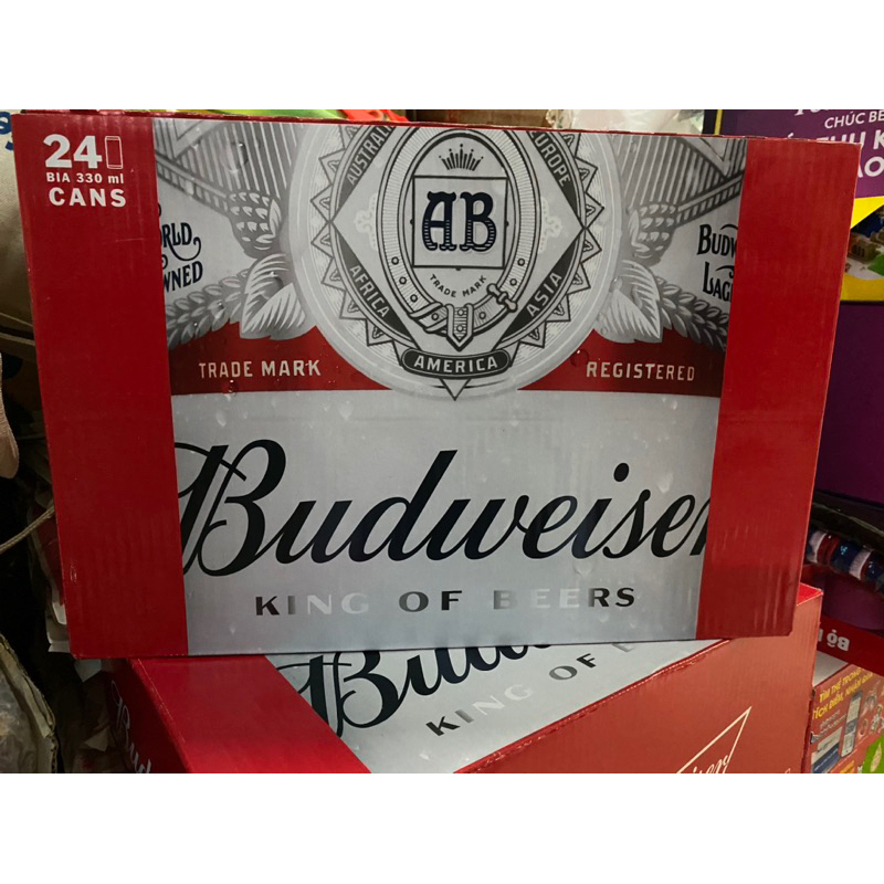 Bia Budweiser Mỹ 330ml Thùng 24 Lon Date T6 2024| Chính Hãng