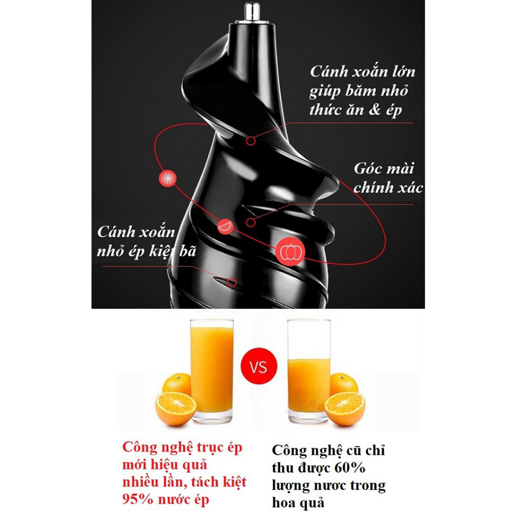 Máy Ép Chậm KAW K200 Công Suất 150W Ép Nguyên Quả, Kiệt Bã - Bảo Hành 12 Tháng