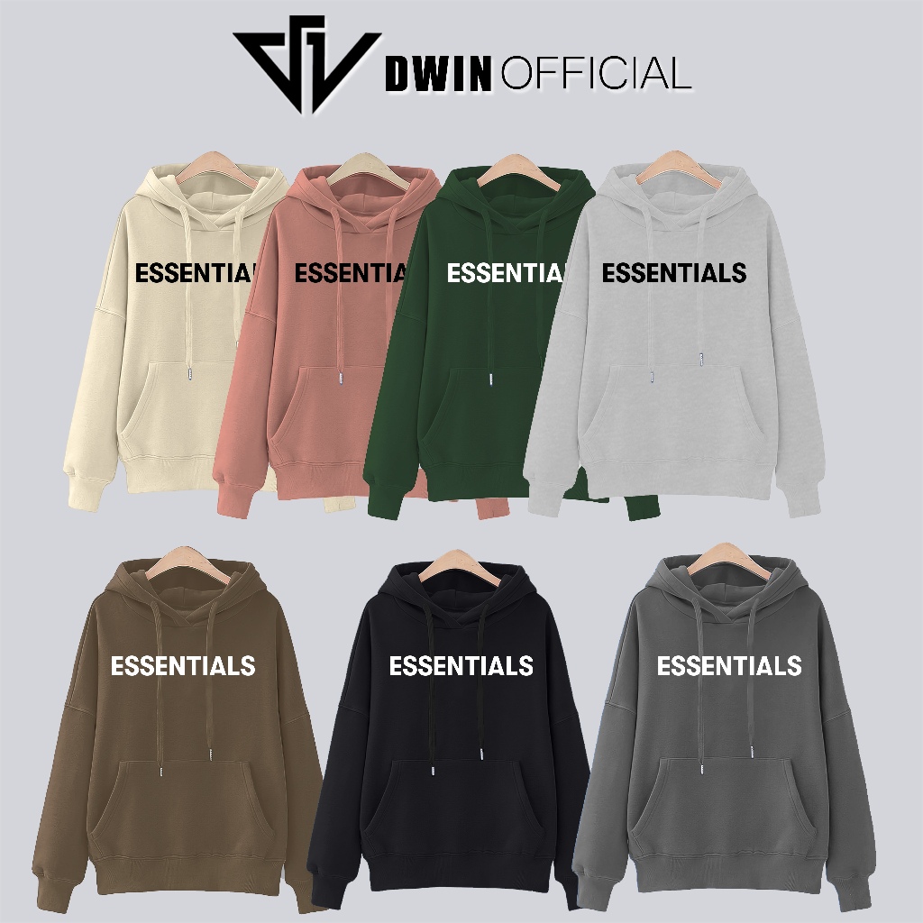 Áo hoodie ESSENTIALS nỉ unisex DWIN basic nam nữ form rộng oversize local brand SP00051