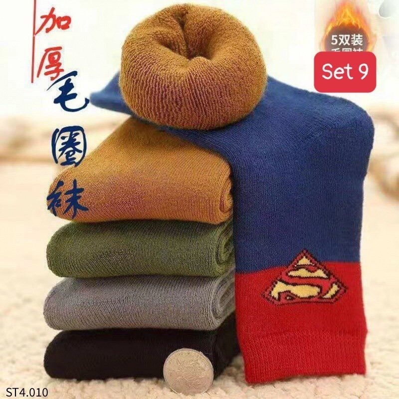 Set 5 đôi Tất xù dày cao cổ  siêu ấm cho bé Trai và bé gái