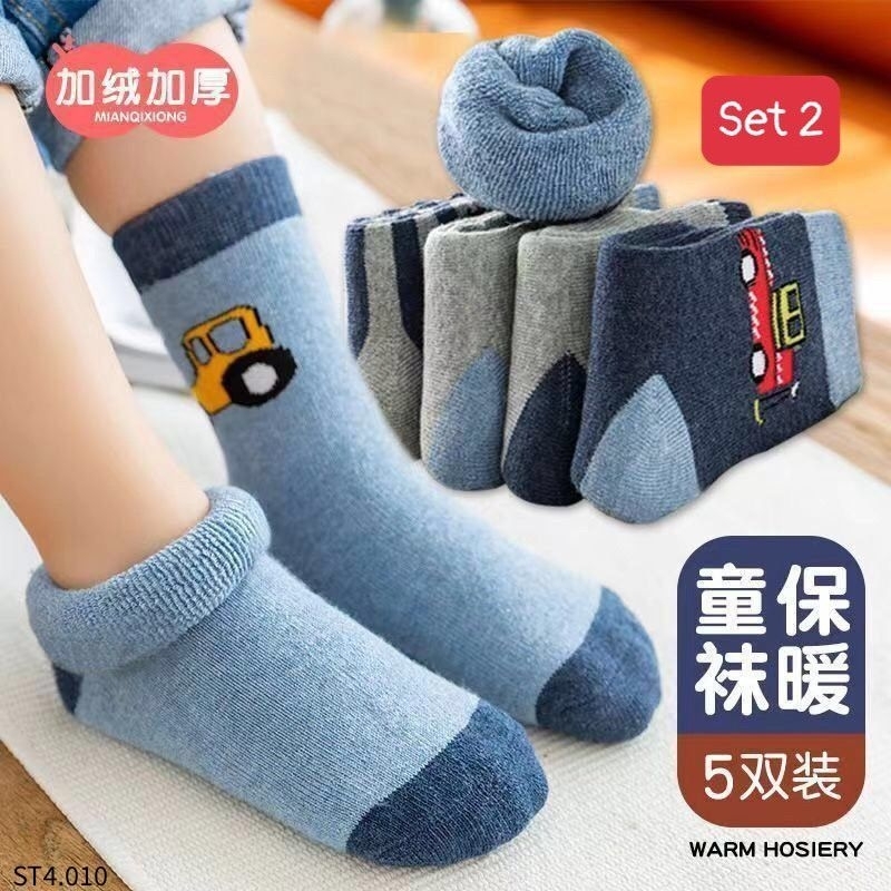 Set 5 đôi Tất xù dày cao cổ  siêu ấm cho bé Trai và bé gái