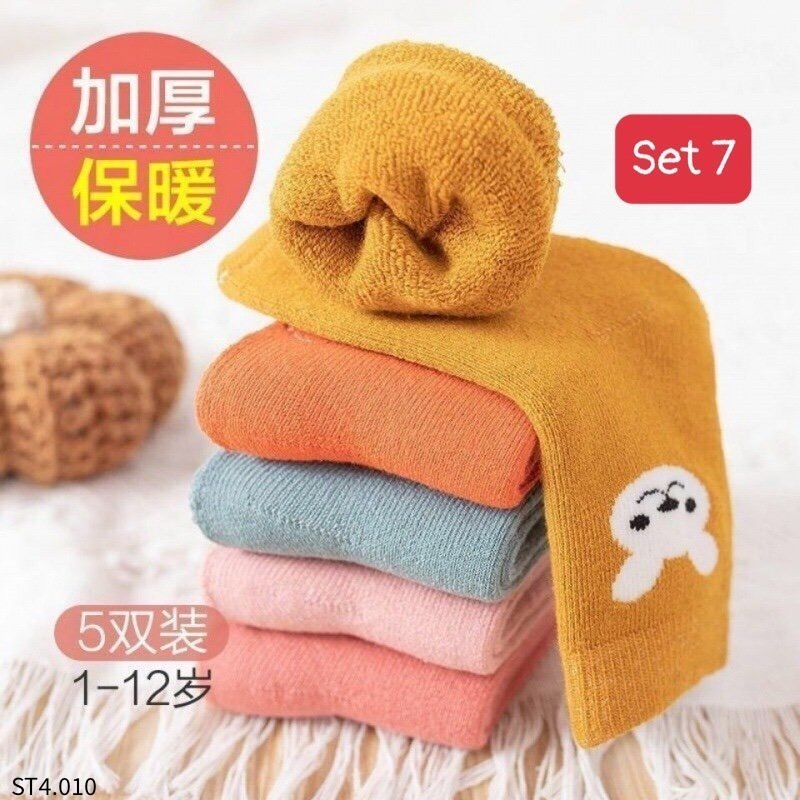 Set 5 đôi Tất xù dày cao cổ  siêu ấm cho bé Trai và bé gái
