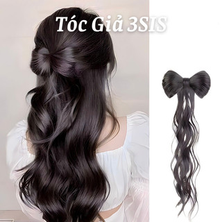 Tóc giả đuôi ngựa đính nơ kẹp nửa đầu đuôi dài xoăn lơi dễ thương