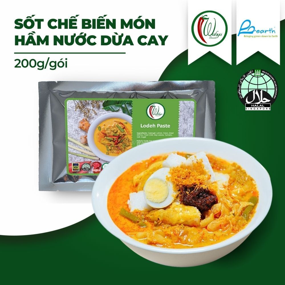 Gia vị sốt chế biến Wahyu món rau củ hầm nước dừa cay Lodeh kiểu Malay Halal 200g