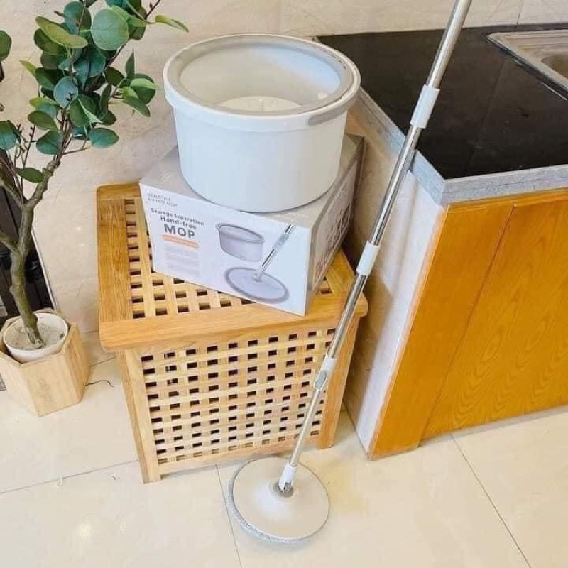 Cây lau nhà tách nước bẩn hiện đại thông minh , Bộ lau nhà tách nước bẩn thông minh tặng kèm 2 bông lau