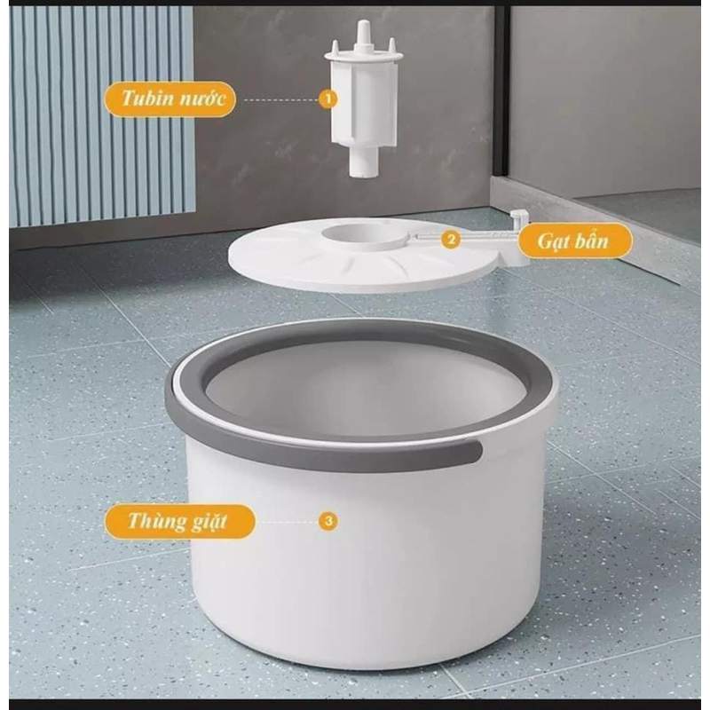 Cây lau nhà tách nước bẩn hiện đại thông minh , Bộ lau nhà tách nước bẩn thông minh tặng kèm 2 bông lau