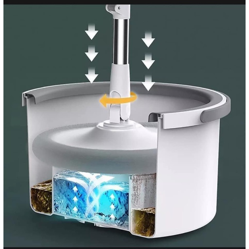 Cây lau nhà tách nước bẩn hiện đại thông minh , Bộ lau nhà tách nước bẩn thông minh tặng kèm 2 bông lau