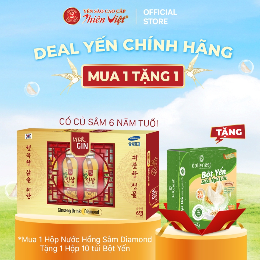 [TẶNG 1 HỘP BỘT YẾN] Nước hồng sâm Vital Gin Diamond - nhập khẩu Hàn Quốc (Hộp 6 chai x 120ml)