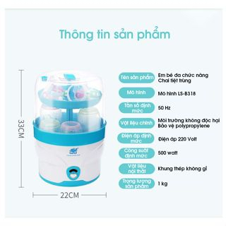 Máy tiệt trùng bình sữa cho bé, tiệt trùng và sấy khô, An toàn và tiện dụng cho Mẹ và Bé, bảo hành chính hãng 12 tháng