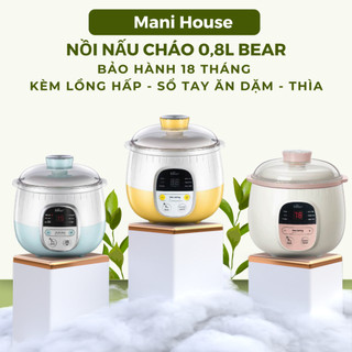 Nồi Nấu Cháo Chậm Bear 0,8l Ninh Hầm Cách Thuỷ, Nồi Chưng Yến Cho Bé (Nấu Và Hấp Cùng Lúc) BH Chính Hãng 18 Tháng
