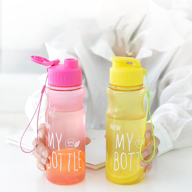 Bình đựng nước nắp bật My Bottle 600ml dùng trong thể thao, tập dym, đi học, dã ngoại có dây treo