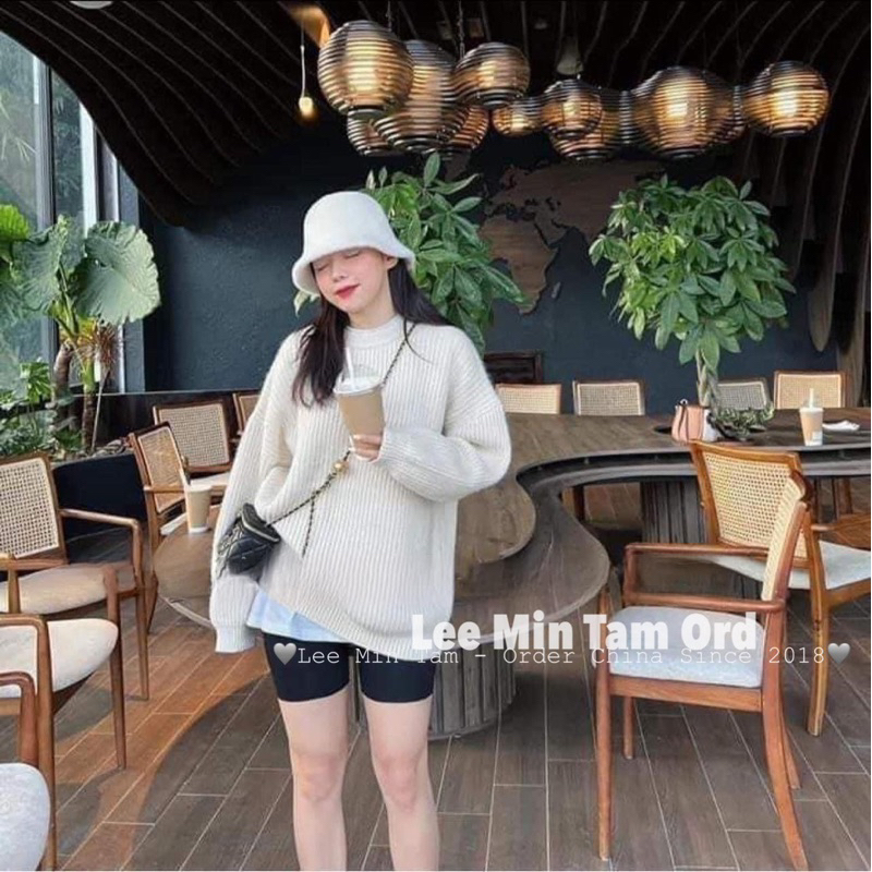 Áo len nữ basic dài tay cổ tròn màu trơn thời trang Hàn