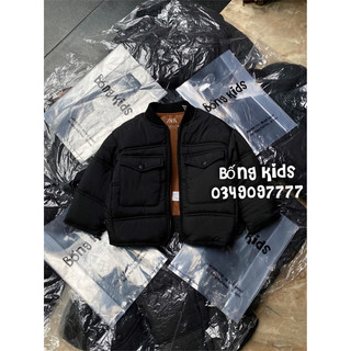 Áo bomber bé trai & bé gái túi nắp đen za