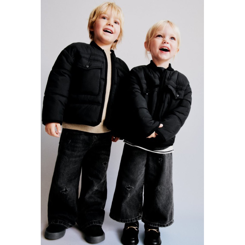 Áo Bomber Bé Trai & Bé Gái Túi Nắp Đen ZR