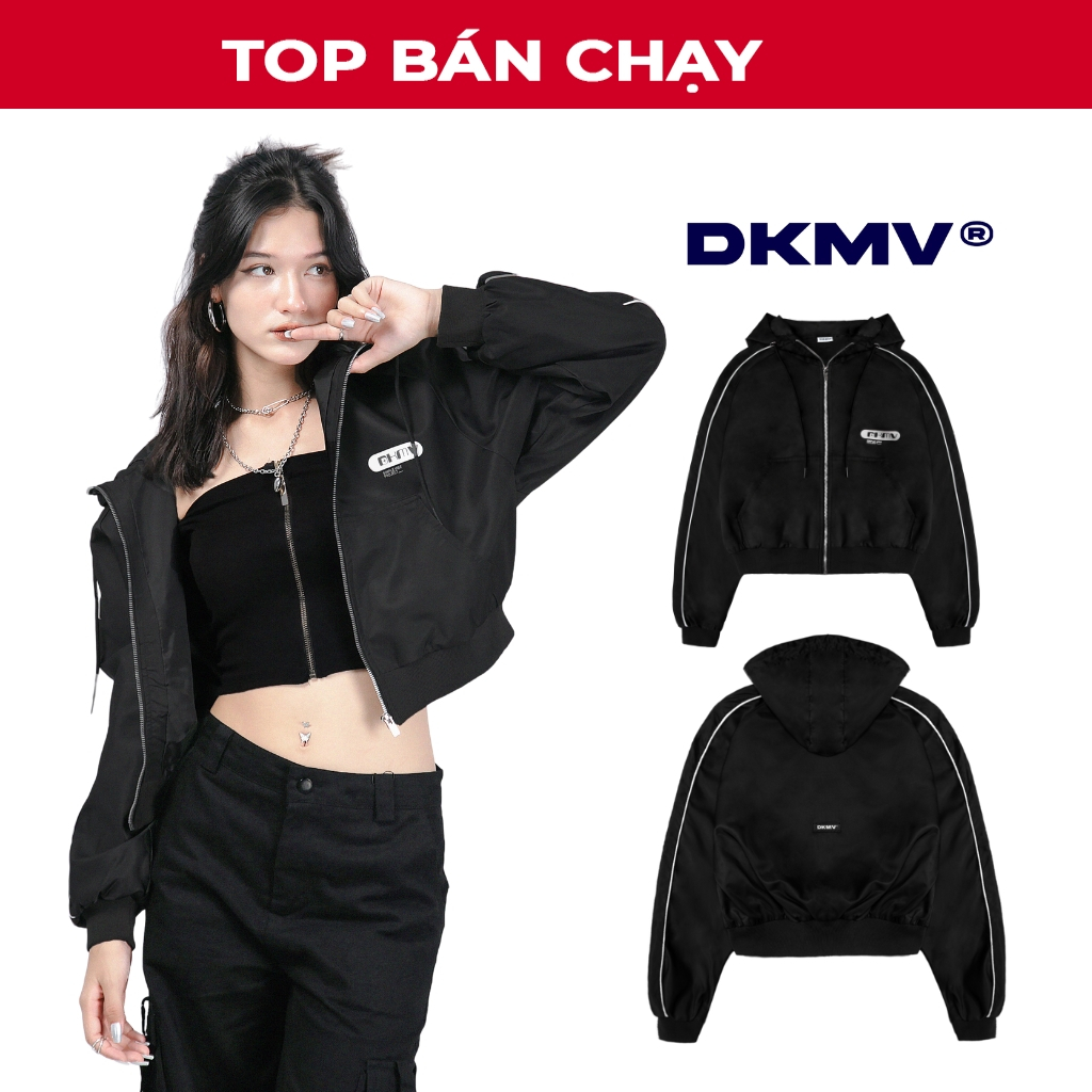 Áo khoác dù croptop màu đen DKMV - Baby Jacket Light | K16-AK7