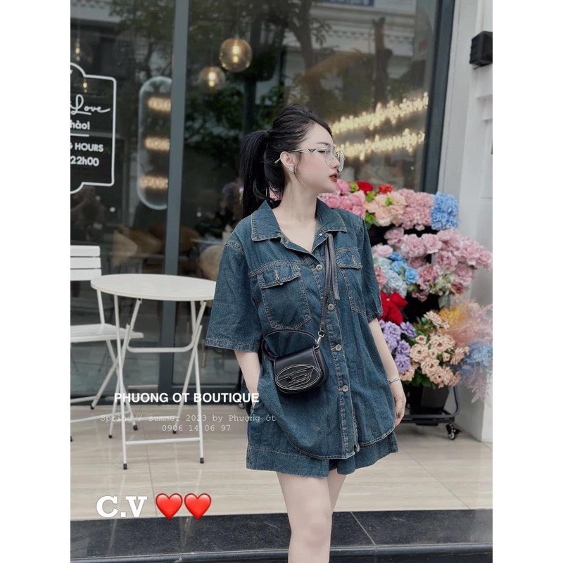 Sét bộ jean quần đùi  fom dáng trẻ trung hottren ly667