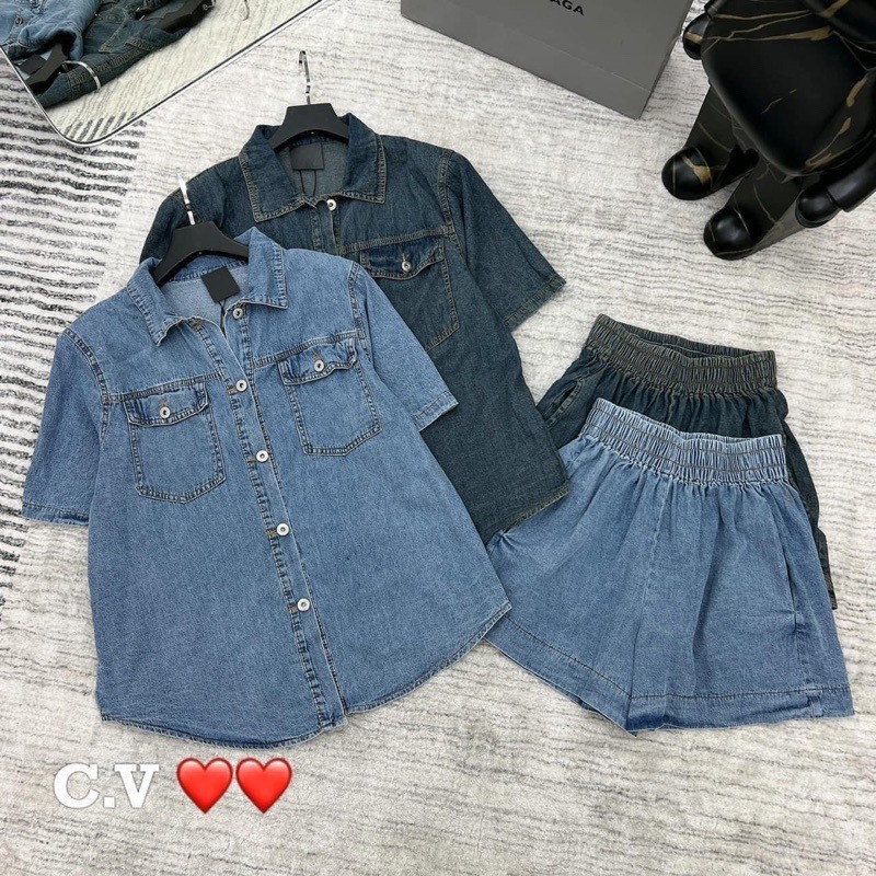 Sét bộ jean quần đùi  fom dáng trẻ trung hottren ly667