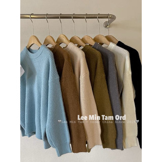 Áo len nữ basic dài tay cổ tròn màu trơn thời trang Hàn