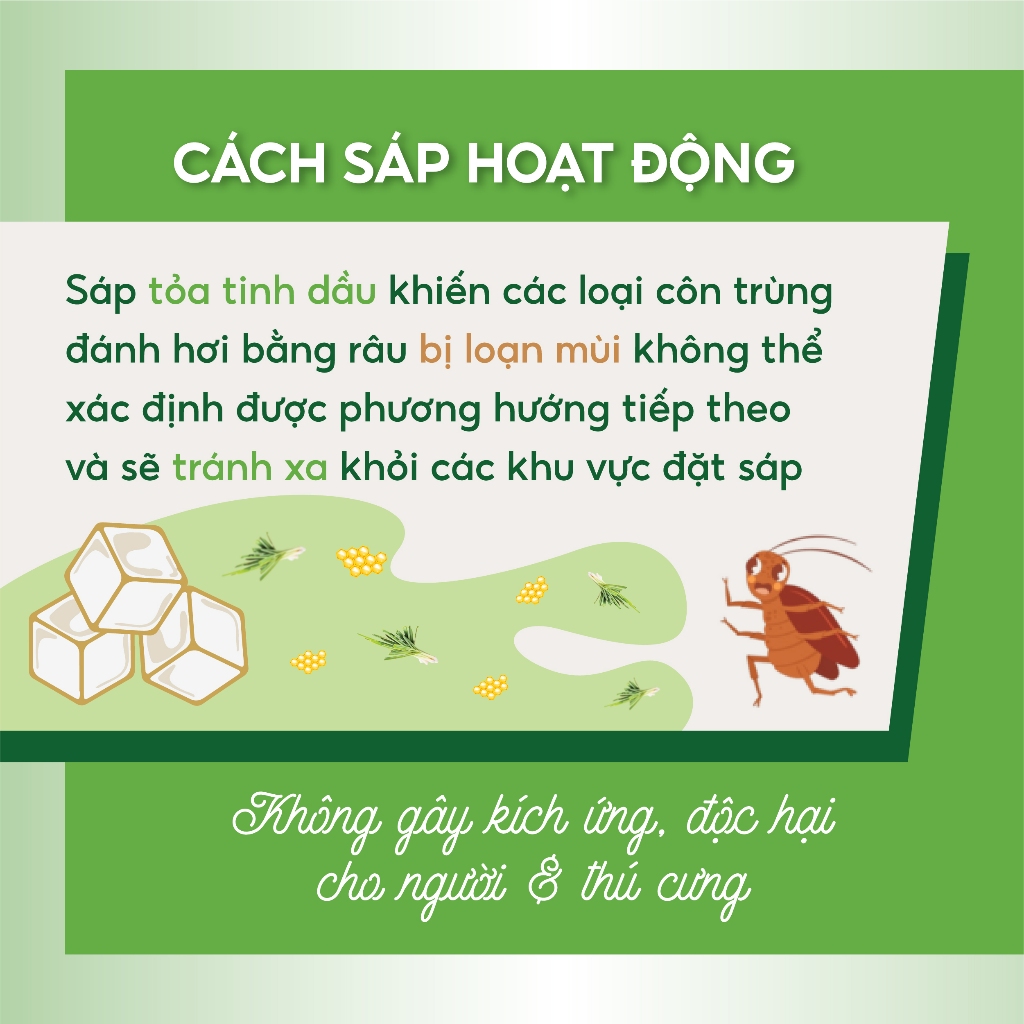 Sáp thơm đuổi muỗi, đuổi côn trùng, kiến gián, khử mùi Purevess