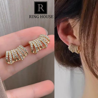 (Chuôi bạc 925) khuyên tai bông tai nữ hàng rào đính ngọc đẹp dự tiệc cô dâu