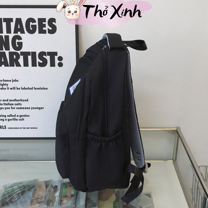 Balo trắng đen nam nữ unisex xinh xắn cute đi học đi chơi phong cách thể thao màu trơn basic đơn giản nhiều ngăn TX24