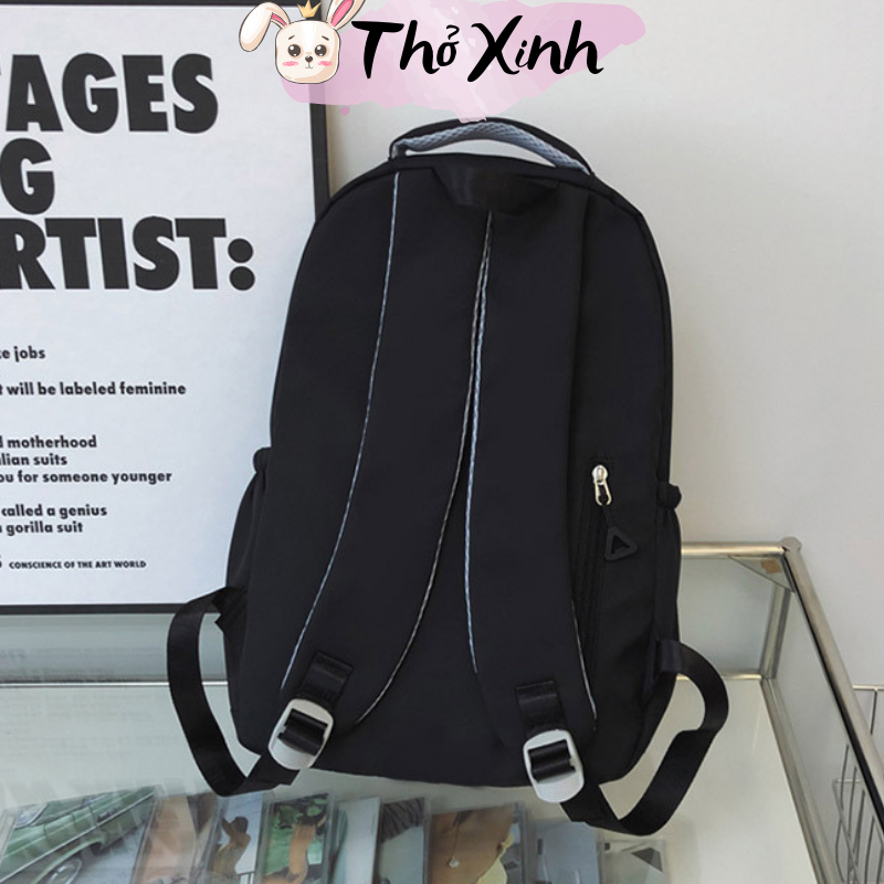 Balo trắng đen nam nữ unisex xinh xắn cute đi học đi chơi phong cách thể thao màu trơn basic đơn giản nhiều ngăn TX24