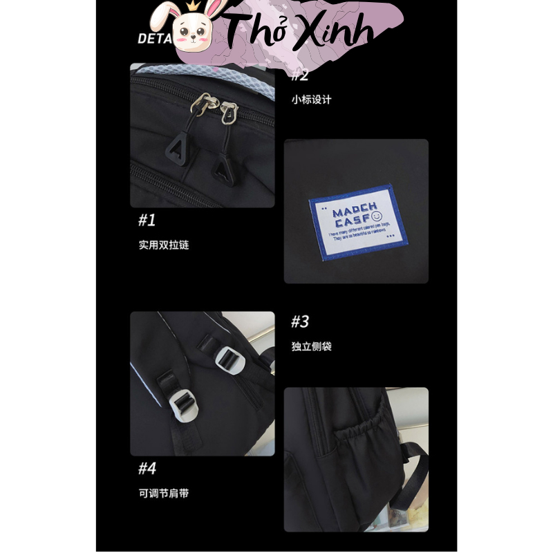 Balo trắng đen nam nữ unisex xinh xắn cute đi học đi chơi phong cách thể thao màu trơn basic đơn giản nhiều ngăn TX24